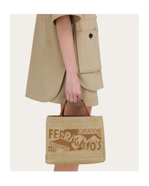 Ferragamo Metallic Tote Bag With Logo