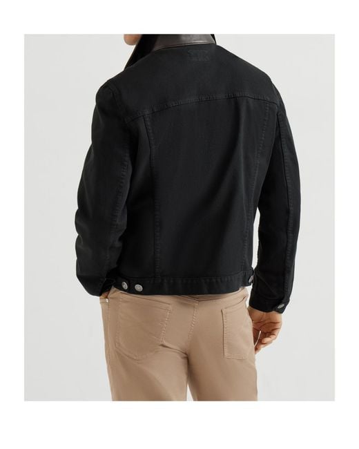 Brunello Cucinelli Black Garment-Dyed Outerwear Jacket for men