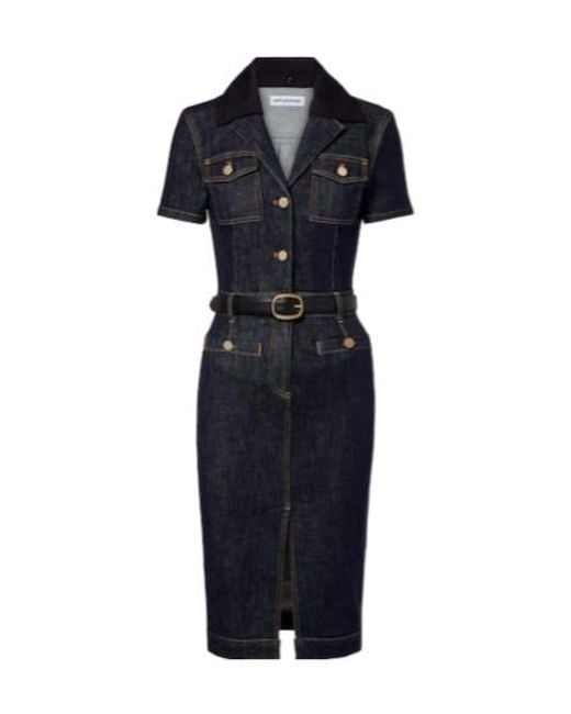 Self-Portrait Blue Belted Denim Midi Dress