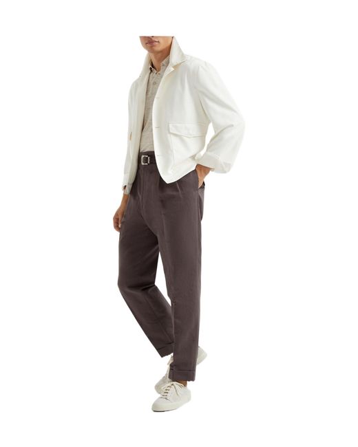 Brunello Cucinelli White Shirt-Style Jacket for men
