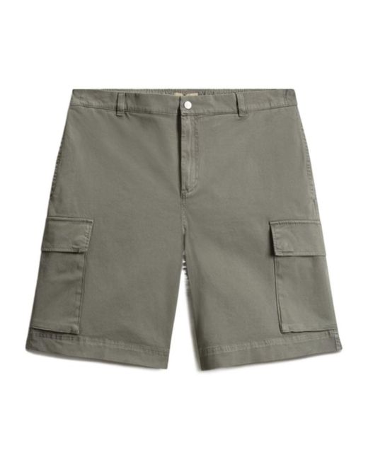 Woolrich Gray Cargo Cotton Twill Shorts for men