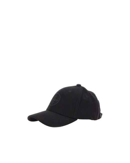 Stone Island Black Compass Embroidered Curved Peak Cap for men