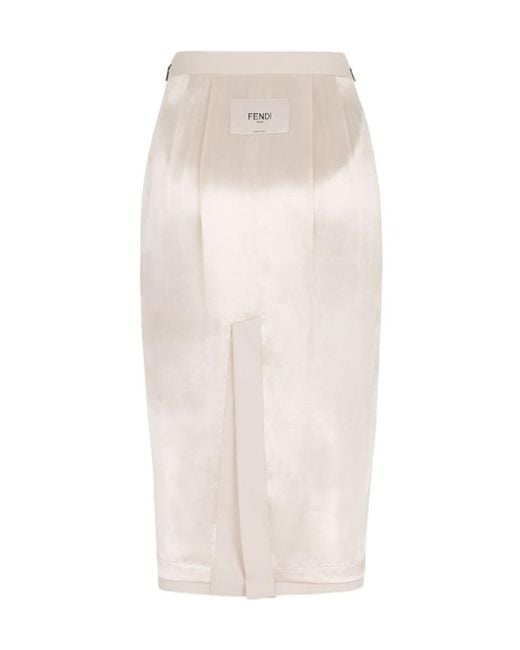 Fendi White Logo Patch Midi Pencil Skirt