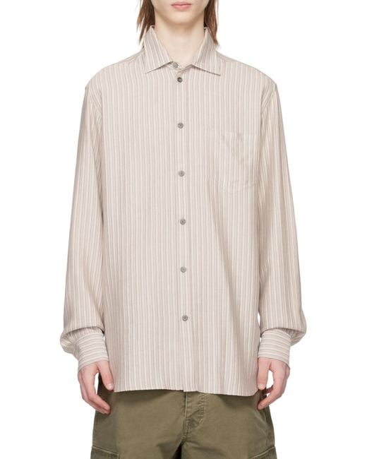 Golden Goose Deluxe Brand Natural Viscose-Blend Linen Shirt With Striped Pattern for men