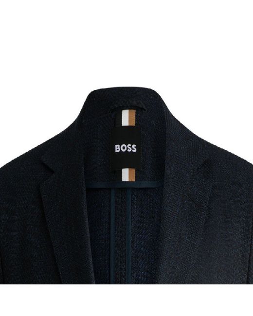 Boss Blue Single-Breasted Blazer for men