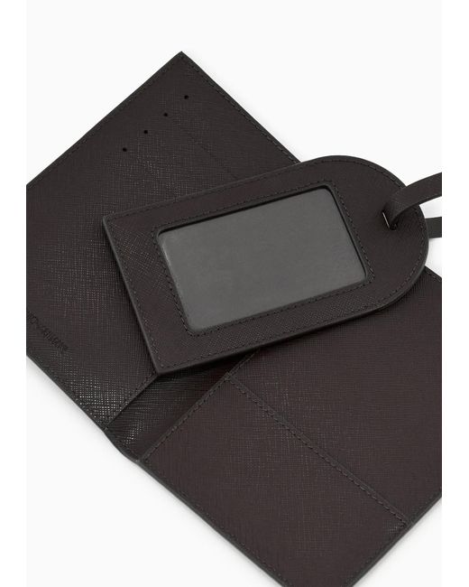 Emporio Armani Black Logo-Plaque Passport Holder (Set Of Two) for men