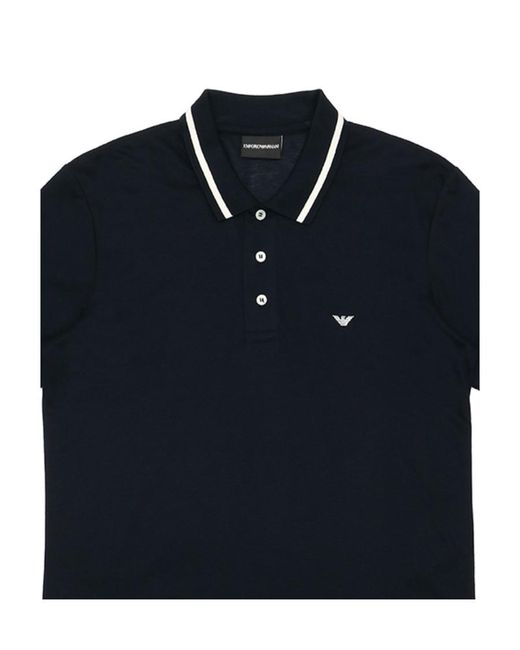 Emporio Armani Blue Eagle Embroidered Polo Shirt for men