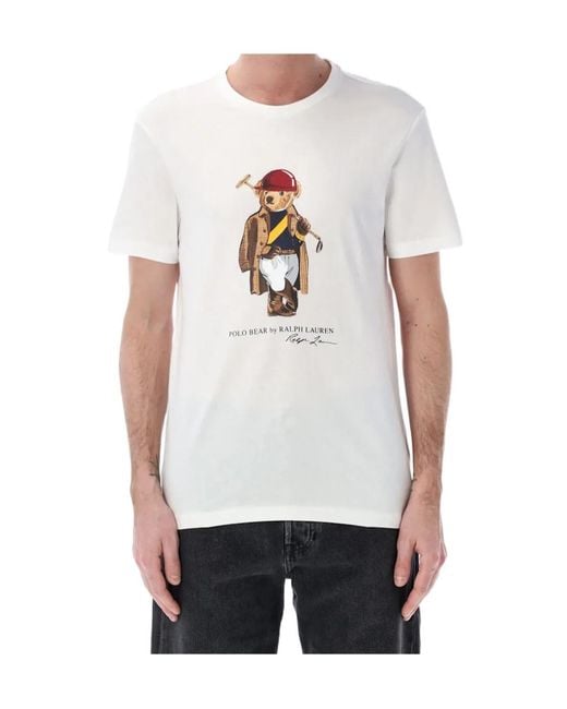 Polo Ralph Lauren White Signature Polo Bear Motif-Print Crewneck T-Shirt for men