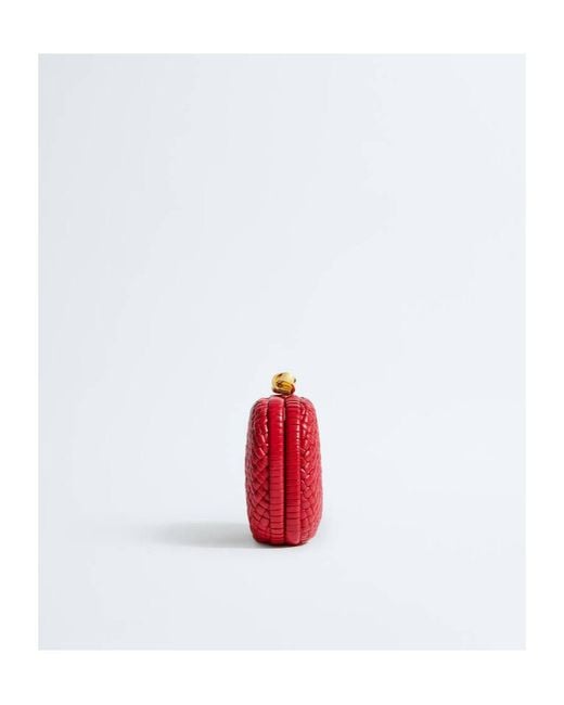 Bottega Veneta Red Soft Knot Clutch Bag