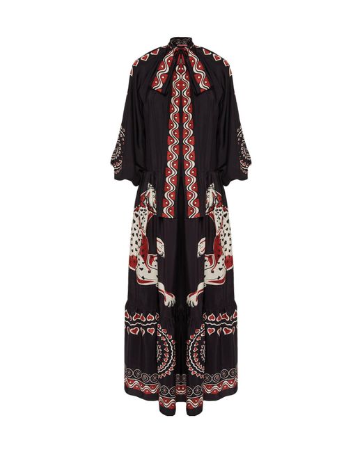 LaDoubleJ Black Athena Animal-Print Silk Dress