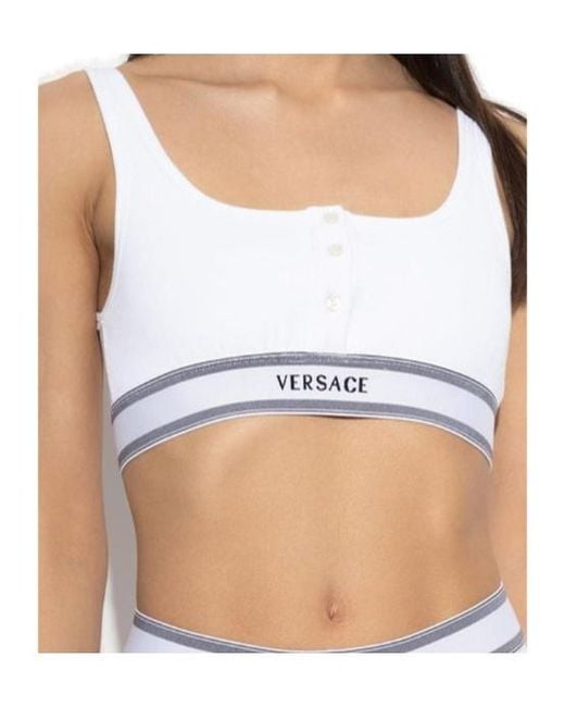 Versace White Ribbed Bralette