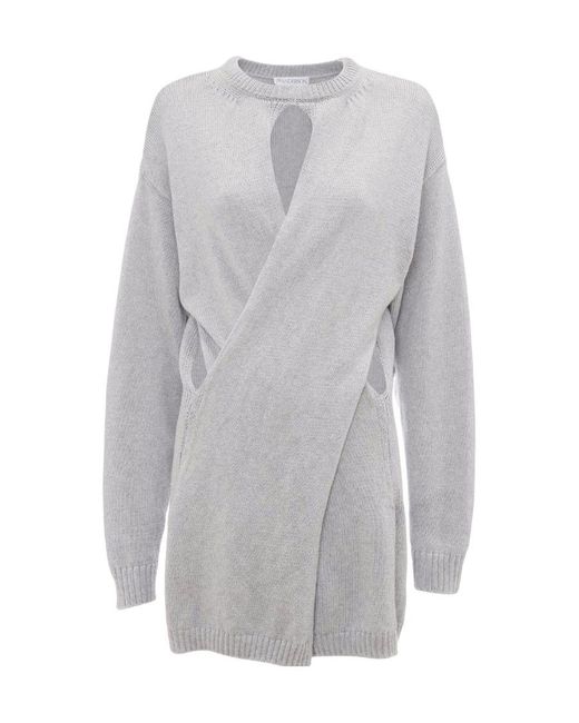 J.W. Anderson Gray Twist-Front Organic-Cotton Dress