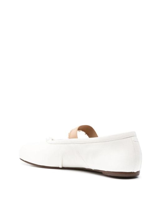 Maison Margiela White Tabi Elastic Band Ballerinas