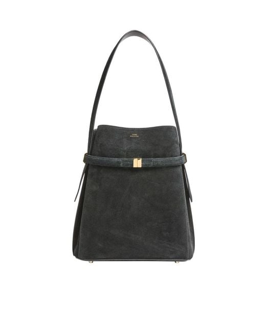 Totême Black Belted Suede Bucket Bag