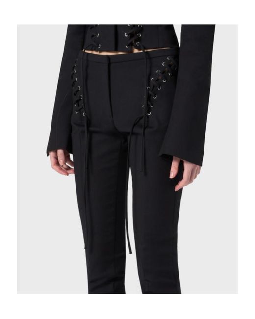 Blumarine Black Lace-Up Detail Trousers