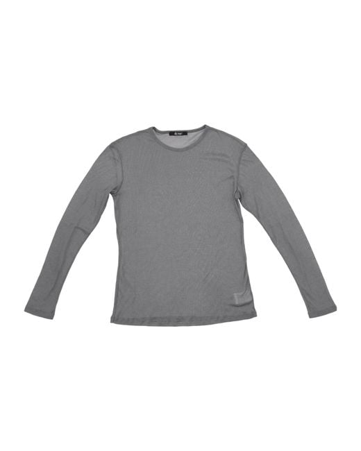 Lela Rose Gray Long-Sleeve Crew-Neck T-Shirt