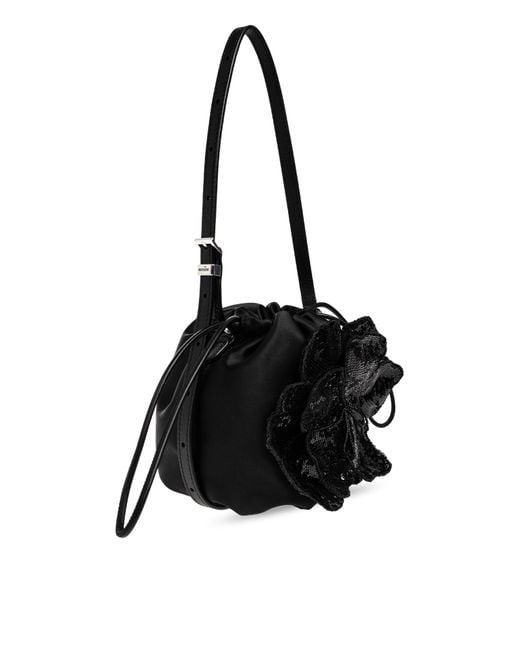 ROTATE BIRGER CHRISTENSEN Black Drawstring Shoulder Bag