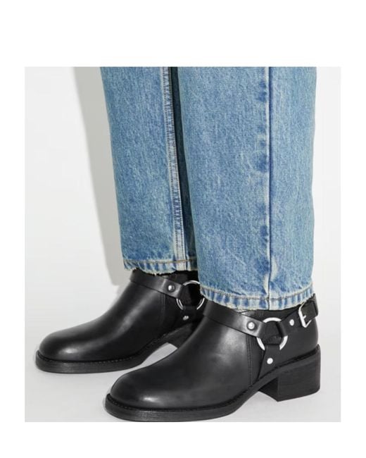 Tory Burch Black Buckle-Strap Ring Detail Boots