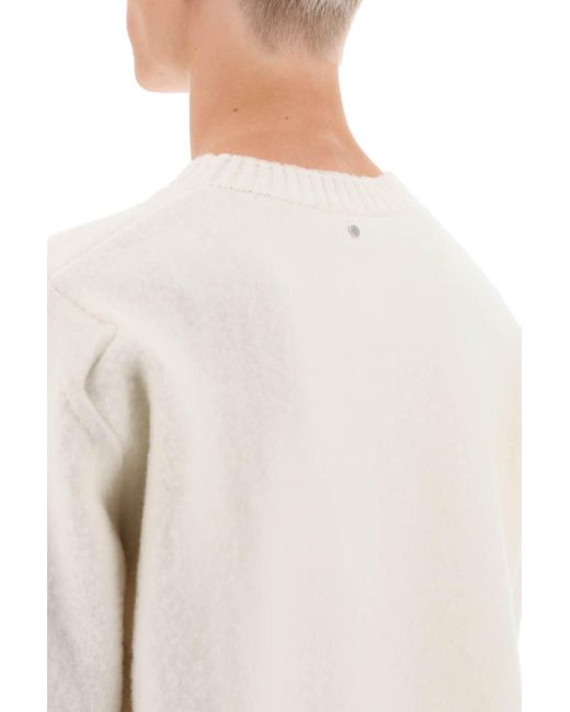OAMC White Logo Intarsia-Knit Wool Jumper for men