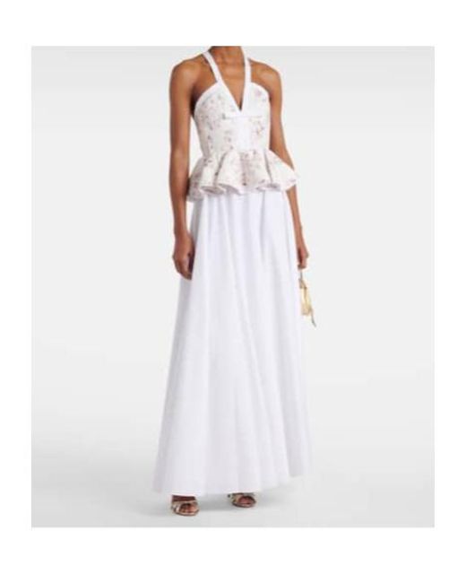 Giambattista Valli White Ruffled Floral Lace Gown