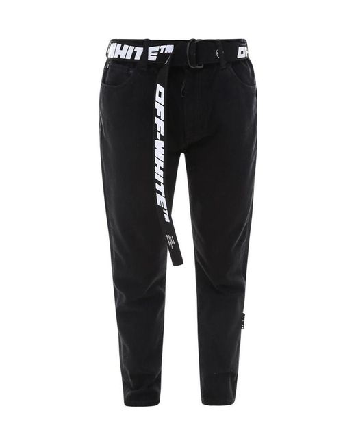 Off-White c/o Virgil Abloh Black Industrial Belted Tapered Jeans for men