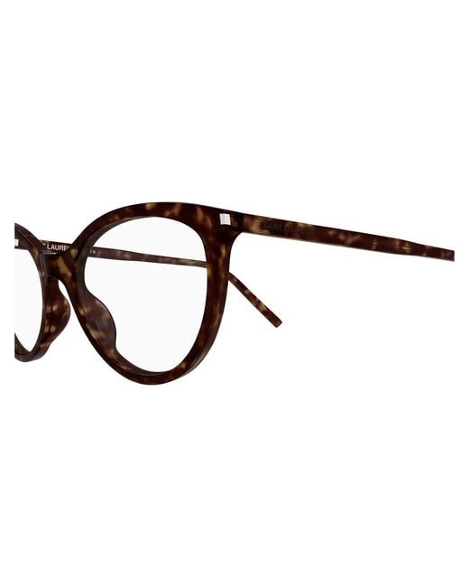Saint Laurent White Eyewear Logo Printed Cat-Eye Frame Glasses