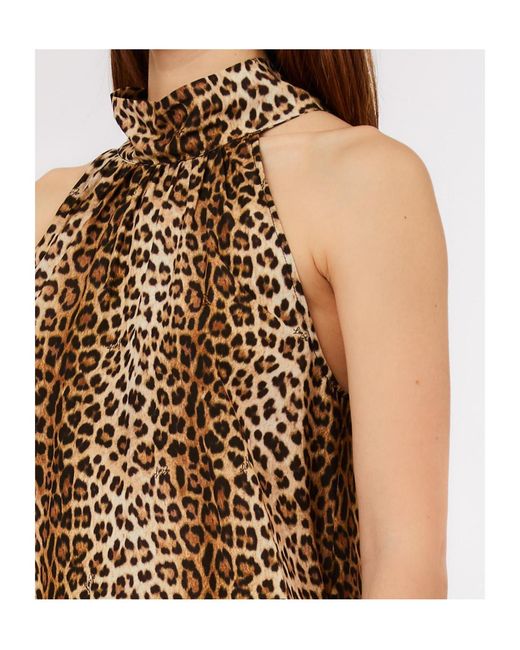 Liu Jo Multicolor Tie Neck Animal Top