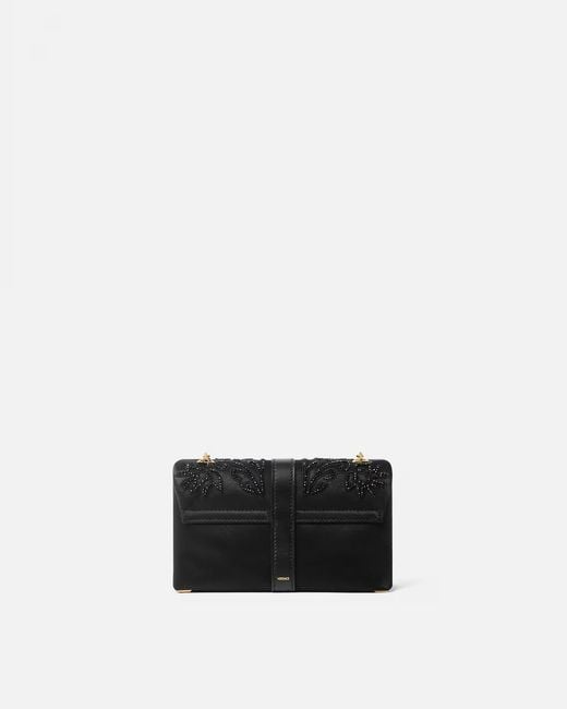Versace Black Kleio Embroidered Satin Mini Crossbody Bag