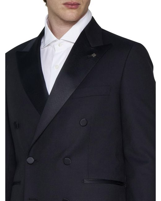 Tagliatore Blue Jacquard Double-Breasted Suit Set