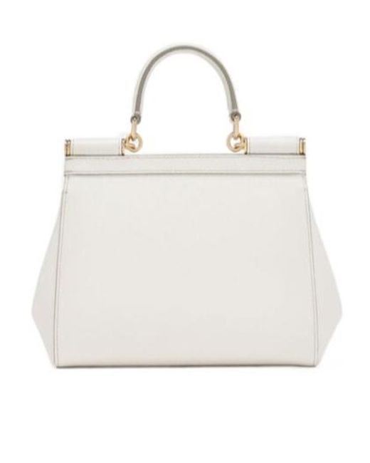 Dolce & Gabbana White Sicily Small Tote Bag