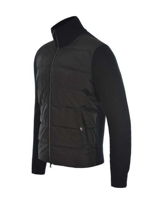 Herno Black High Knitted Collar Cardigan for men