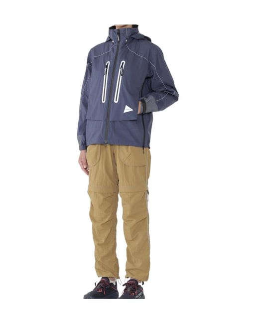 And Wander Blue Zip Pocket Hooded Jacket for men