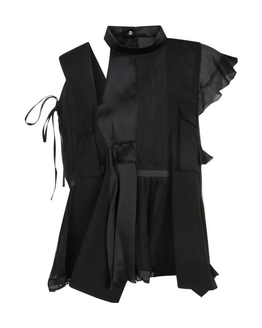 Sacai Black Ruffled Blouse