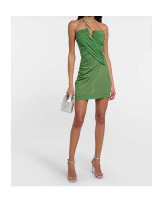Nensi Dojaka Green Draped One-Shoulder Minidress