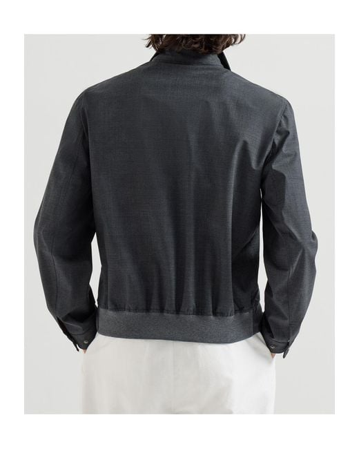 Brunello Cucinelli Blue Snap-Front Short Coat for men