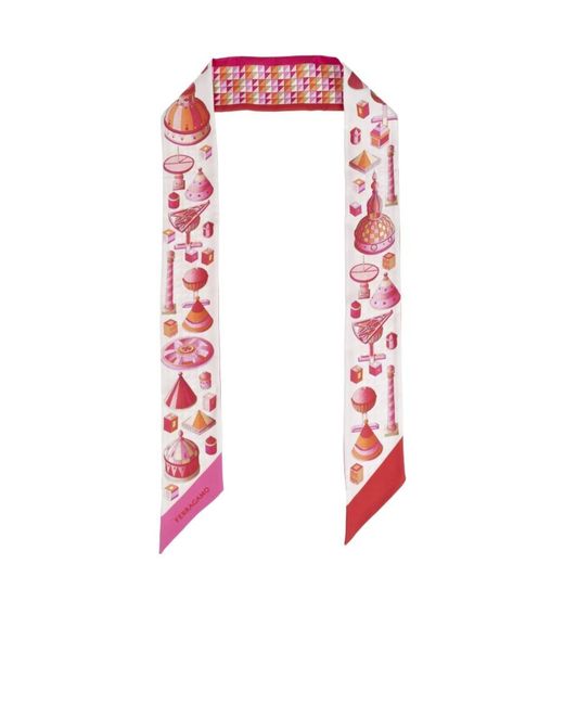 Ferragamo Red Ferragamo Graphic Printed Scarf