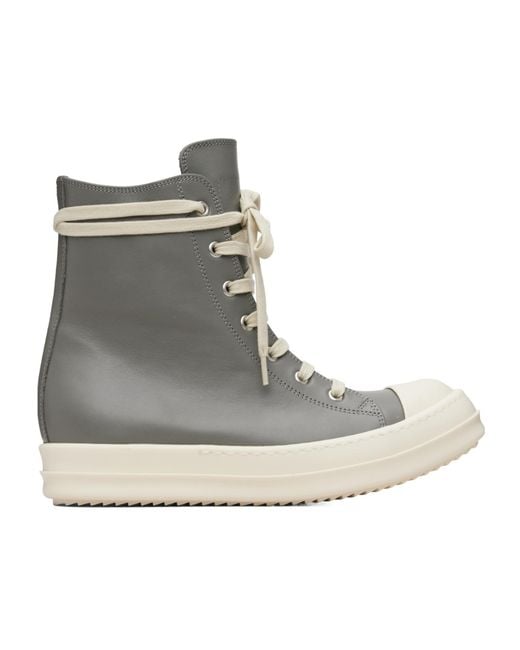 Rick Owens Gray Lace-Up High-Top Sneakers for men