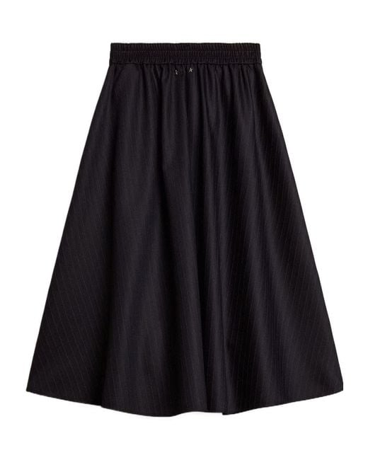 Golden Goose Deluxe Brand Black Pleated Striped Midi Skirt