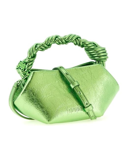 Ganni Green Metallic Mini Bou Bag