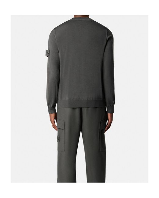 Stone Island Gray Compass Patch Crewneck Jumper for men