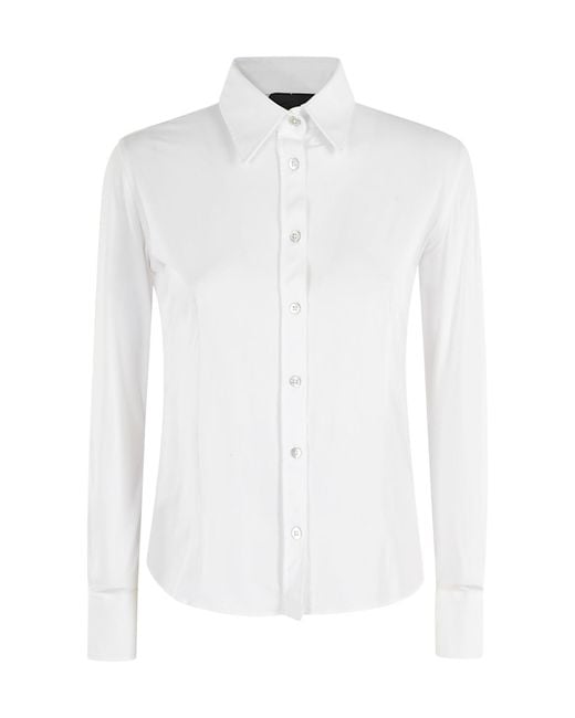 Rrd White Lapel Long-Sleeved Shirt