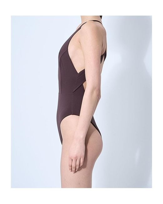 Max Mara Purple Cristel V-Neck One-Piece Swimsuit