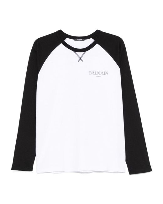 Balmain Black Logo Printed Long-Sleeve T-Shirt for men