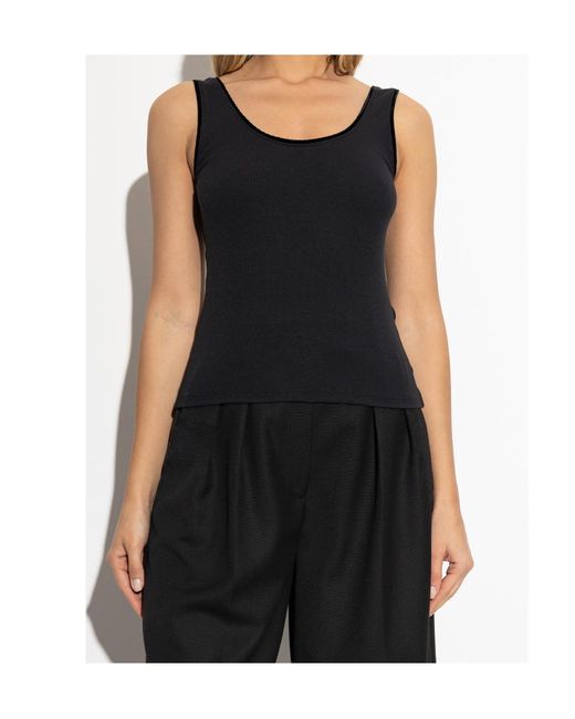 FRAME Black The Velvet Trim Tank Top