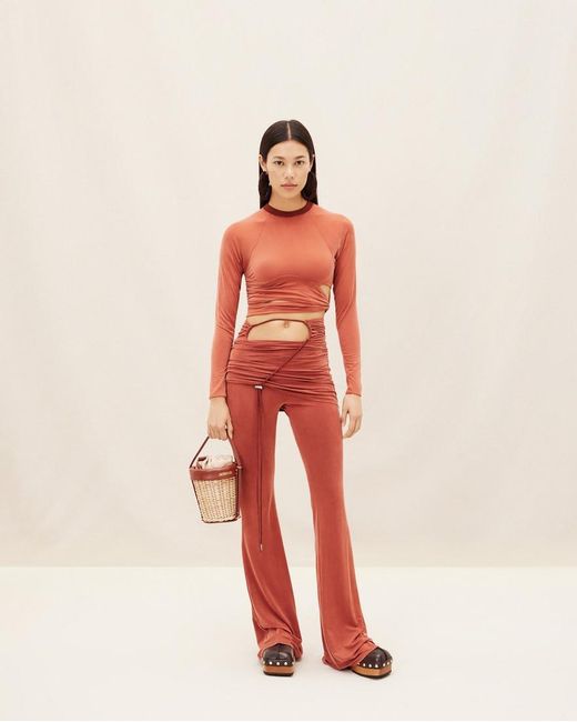 Jacquemus Red Knotted Cut-Out Cropped Top