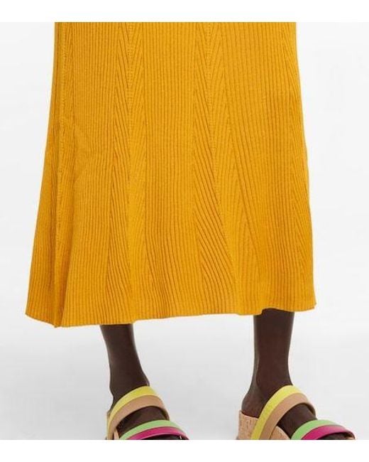 Gabriela Hearst Yellow Knitted Midi Skirt