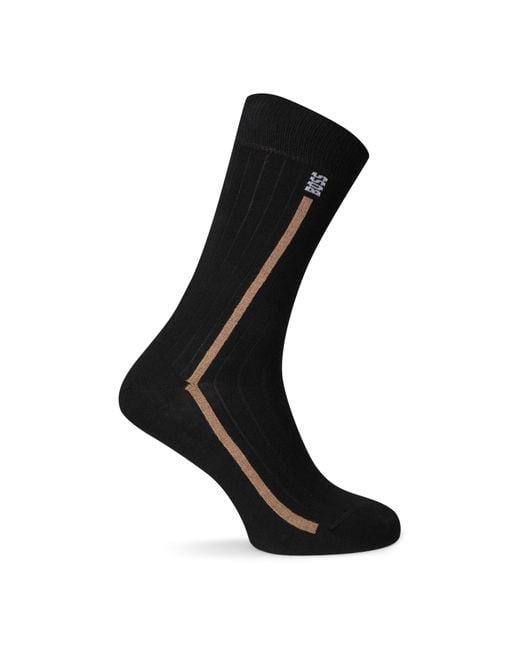 Boss Black Ribbed Socks Accented for men