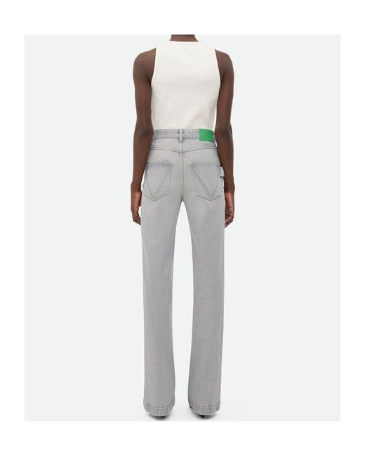 Bottega Veneta Gray Washed Flared Leg Jeans
