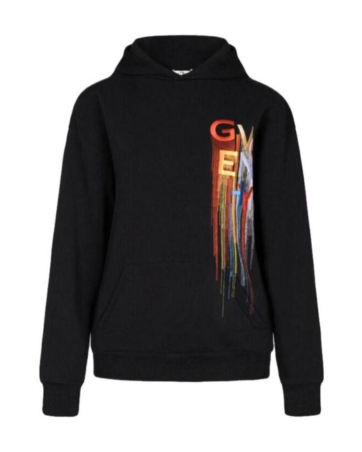 Givenchy Black Embroidered Logo Hooded Sweatshirt