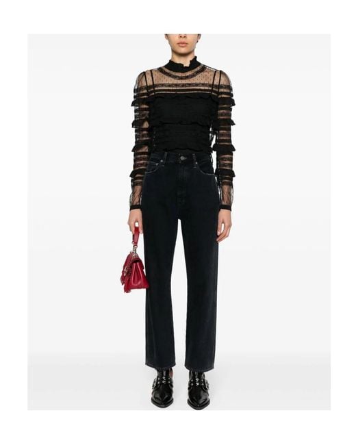 Twinset Black Ruffle-Detail Blouse